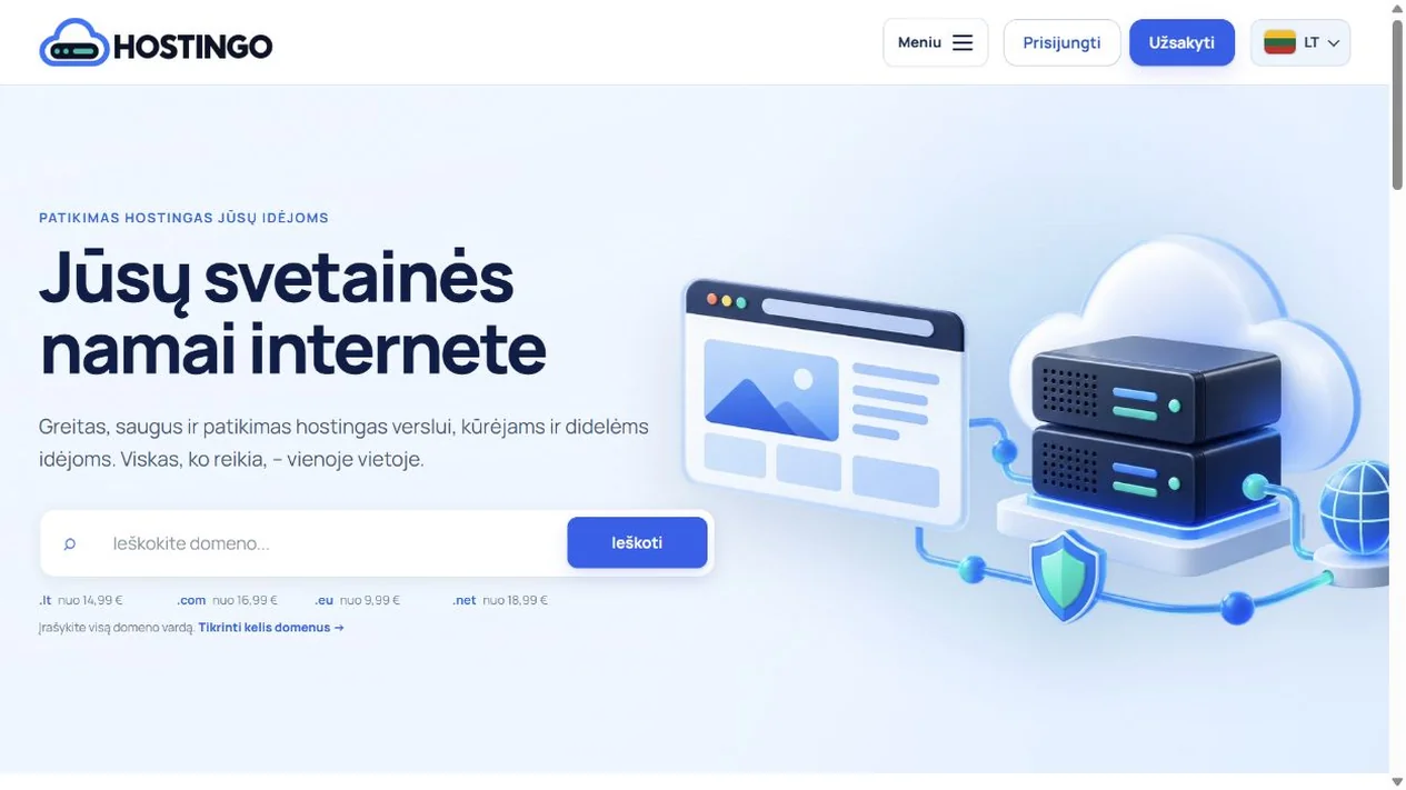 Hostingo.lt — public page interface