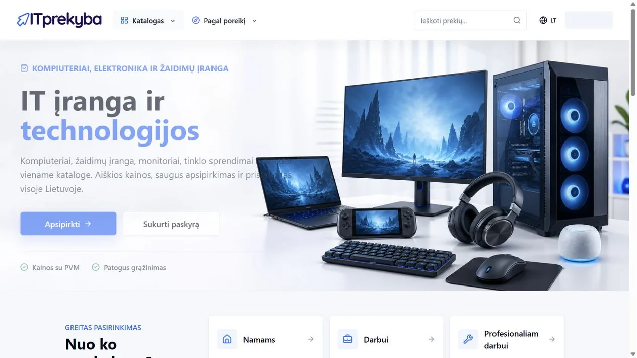 ITprekyba.lt — public page interface