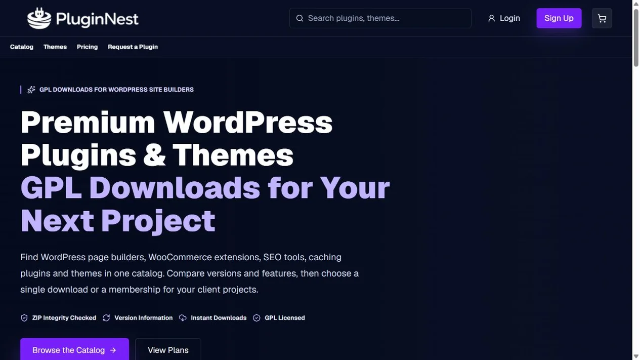 PluginNest.com — public page interface
