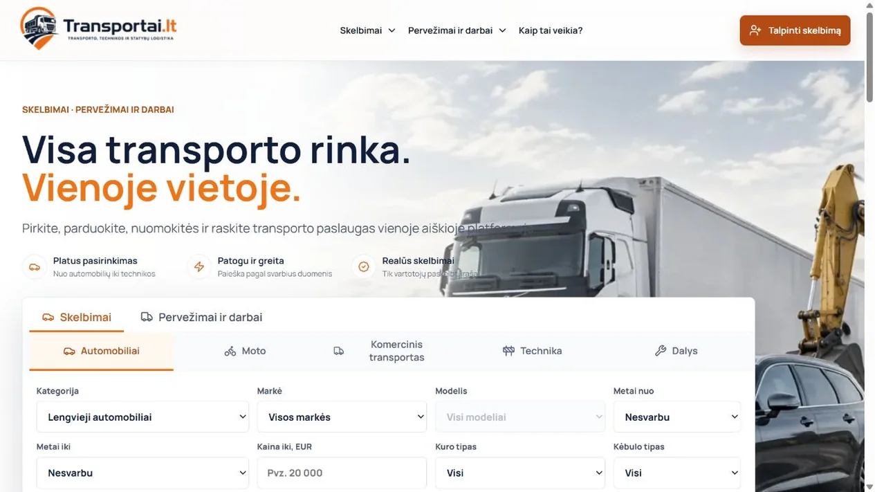 Transportai.lt — public page interface